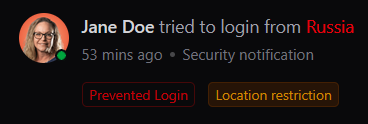 Prevented login alert